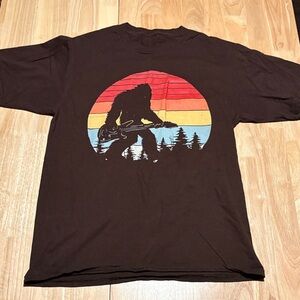 Men's Black Graphic Tee with Sunset Design